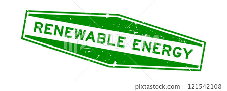Grunge green renewable energy word hexagon rubber seal stamp on white background Grunge green renewable energy word hexagon rubber seal stamp on white background 121542108