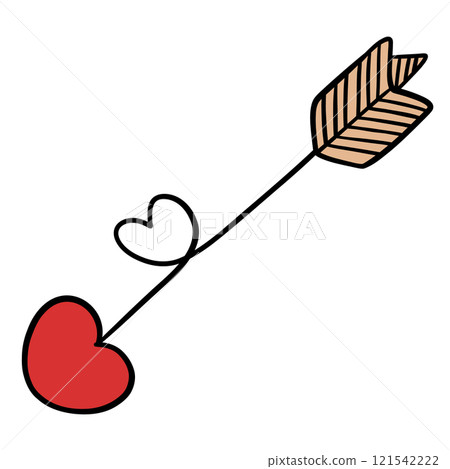 Cupid Arrow Illustration with Heart Symbol for Valentine Day and Romantic Themes 121542222