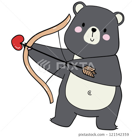 Valentine cupid bear adorable bear with heart arrow, perfect for Valentines Day art and decor. 121542359