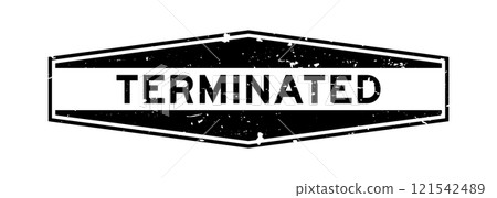 Grunge black terminated word hexagon rubber seal stamp on white background Grunge black terminated word hexagon rubber seal stamp on white background 121542489