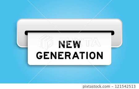 White coupon banner with word new generation from machine on blue color background 121542513