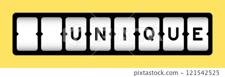 Black color in word unique on slot banner with yellow color background 121542525