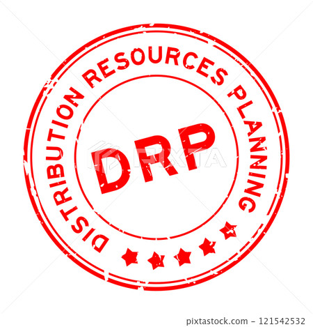 Grunge red DRP Distribution resource planning word round rubber seal stamp on white background Grunge red DRP Distribution resource planning word round rubber seal stamp on white background 121542532