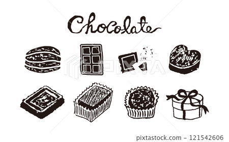 Hand-drawn chocolate illustration set Hand-drawn chocolate illustration set 121542606