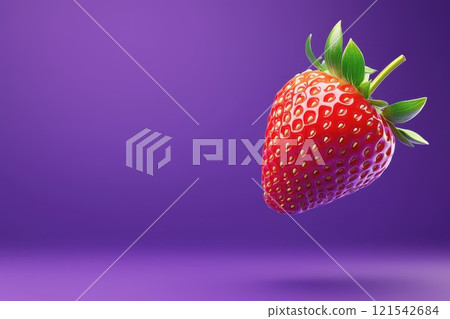 Floating Strawberry in Air with Purple Background Floating Strawberry in Air with Purple Background 121542684
