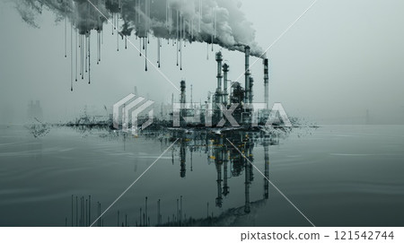 Industrial mix, Fuel Pump and factory smoke multiple exposures with copy space Industrial mix, Fuel Pump and factory smoke multiple exposures with copy space 121542744