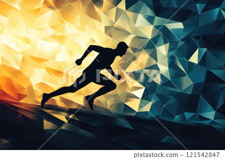 A man running in a colorful background A man running in a colorful background 121542847