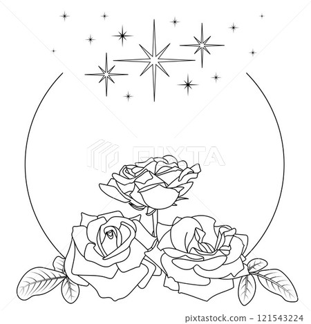 Floral cillustration. Stylized roses round frame contour 121543224