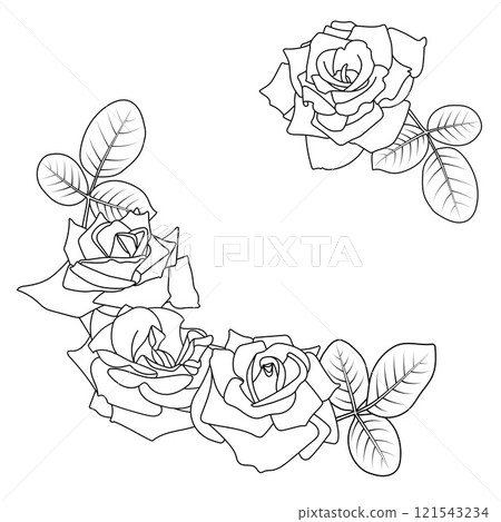Decorative floral rose round frame. Decorative floral rose round frame. 121543234