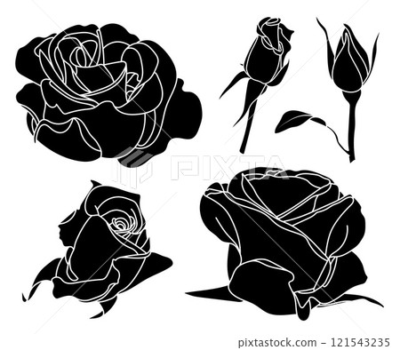 Simple rose silhouette icons collection 121543235