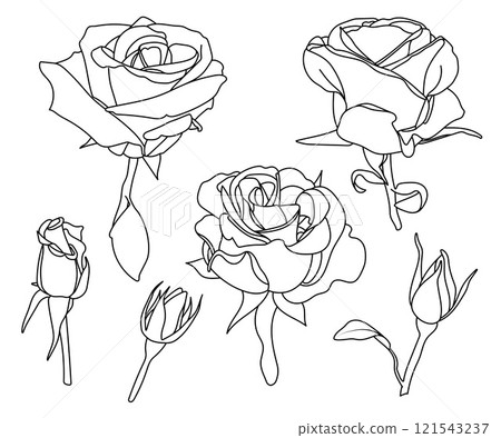 Simple rose silhouette icons collection 121543237