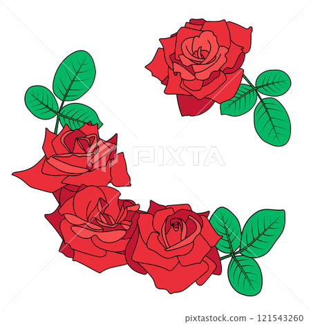 Floral round corners, rose bouquet, flowers and leaves Floral round corners, rose bouquet, flowers and leaves 121543260