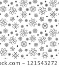 Floral Seamless Pattern. Black contour flower silhouettes, isolated on a white background. Simple geometric shapes 121543272