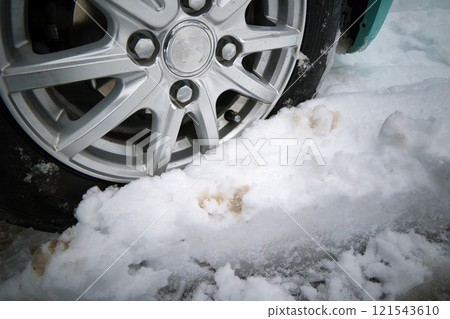 Studless tires for cars driving on snowy roads Studless tires for cars driving on snowy roads 121543610