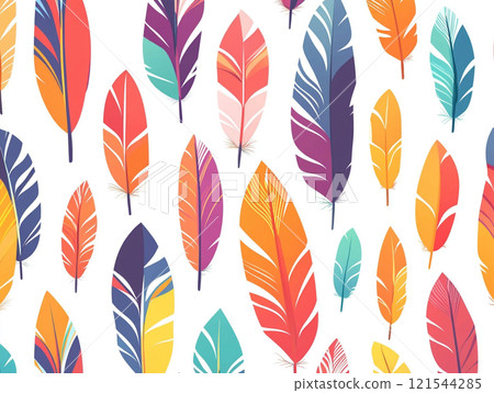 A colorful feather pattern with simple shapes and bold colors. A colorful feather pattern with simple shapes and bold colors. 121544285