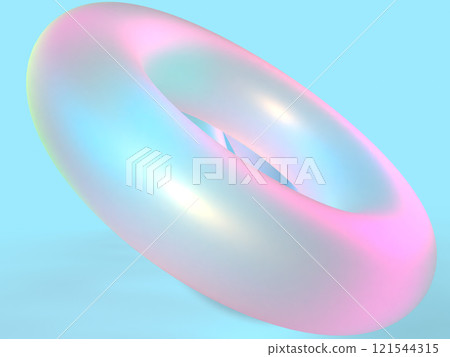 3D illustration of a transparent ring with iridescent colors 121544315
