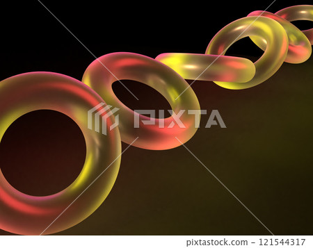3D illustration of a transparent ring with iridescent colors 121544317