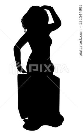 Silhouette of Woman in Long Dress Silhouette of Woman in Long Dress 121544993