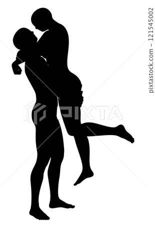 Silhouettes of Embracing Couple Silhouettes of Embracing Couple 121545002