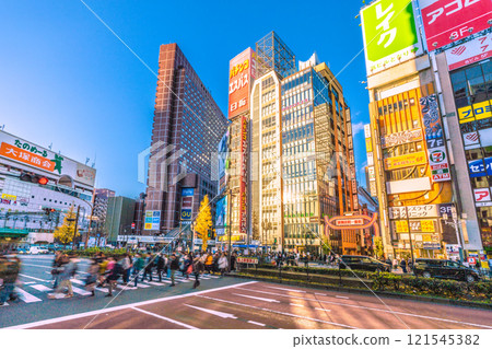 Tokyo cityscape in Japan. A ray of hope. Sunlight reflecting off the windows... Kabukicho bustling with foreign tourists. Towards a new era = 29th 121545382