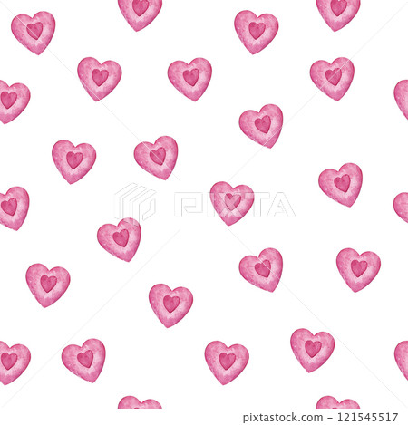 hand drawn cute seamless pattern with hearts watercolor for valentine's day 121545517