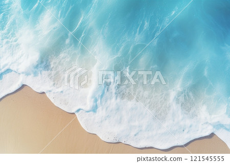 An abstract sandy beach is bathed in the transparent hues of light blue waves, complemented by the sun's warm rays a picturesque summer vacation background concept. Created with generative AI tools An abstract sandy beach is bathed in the transparent hues of light blue waves, complemented by the sun's warm rays a picturesque summer vacation background concept. Created with generative AI tools 121545555