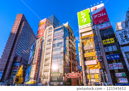 Tokyo cityscape in Japan: A ray of hope. Sunlight reflecting off the windows... Kabukicho and other areas can be seen. Towards a new era = December 29th 121545652
