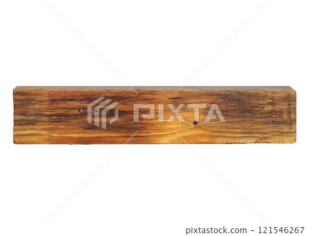 Rustic Wooden Beam Isolated on White Background 121546267