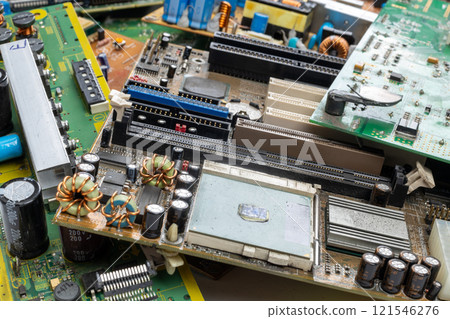 Collection of Discarded Circuit Boards and Computer Components Collection of Discarded Circuit Boards and Computer Components 121546276