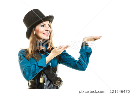 Cool girl in steampunk style. Cool girl in steampunk style. 121546470