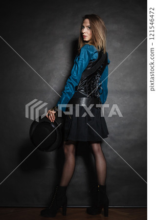 beautiful steampunk woman on black. beautiful steampunk woman on black. 121546472