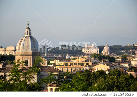 Panorama of Italian capital city Rome, Italy, sunny summer day 121546529