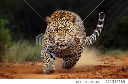 Close-up of a leopard stalking prey 121546589