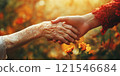 Older female and young woman holding hands 121546684