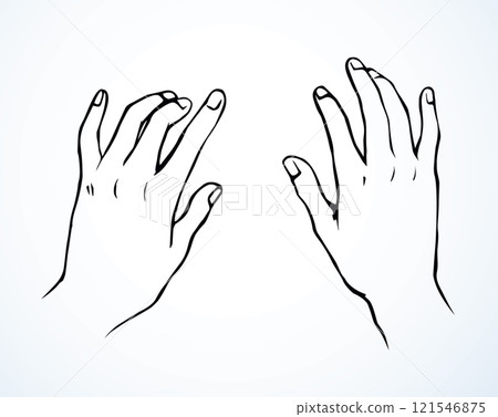 Hands on the keyboard. Vector drawing Hands on the keyboard. Vector drawing 121546875