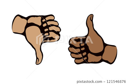 Thumbs up and down. Yes and no concept. Vector drawing Thumbs up and down. Yes and no concept. Vector drawing 121546876