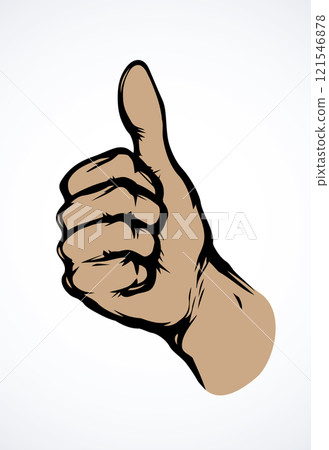 Thumb up. The sign is excellent. Vector drawing Thumb up. The sign is excellent. Vector drawing 121546878