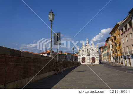 Gothic church Santa Maria della Spina in Pisa, Italy, sunny summer day 121546934
