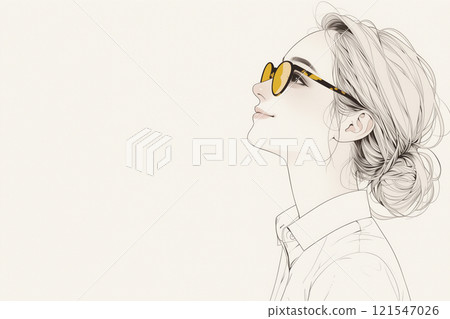 戴著精緻眼鏡的女商人的插圖“AI 生成圖像” 121547026