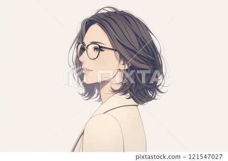 戴著精緻眼鏡的女商人的插圖“AI 生成圖像” 121547027