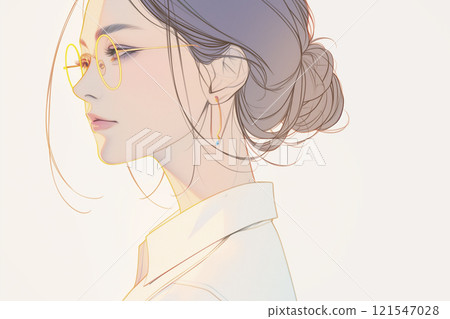 戴著精緻眼鏡的女商人的插圖“AI 生成圖像” 121547028