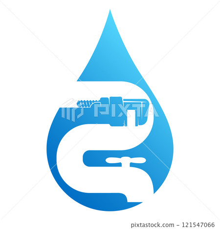 Blue drop of water mixer and key 121547066