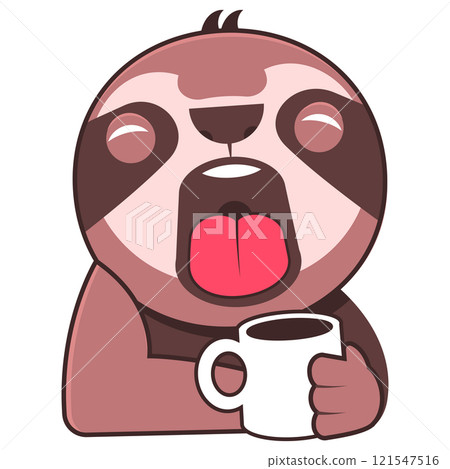 Sleepy sloth yawns Zzz and covers his mouth. Vector illustration for designs, prints and patterns. illustration 121547516