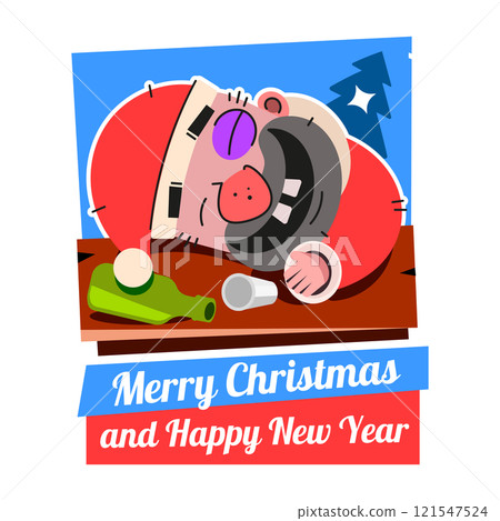 Cute Santa Claus and Candy cane For Christmas Card 121547524