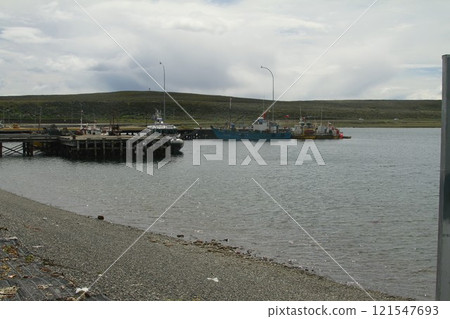 Boats in the marina in town of Porvenir in Tierra Del Fuego  Patagonia Chile 121547693