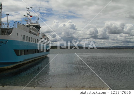Boats in the marina in town of Porvenir in Tierra Del Fuego  Patagonia Chile 121547696