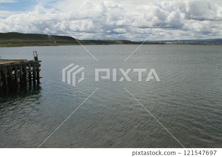 Boats in the marina in town of Porvenir in Tierra Del Fuego  Patagonia Chile 121547697