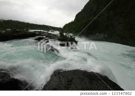 Waterfalls and lake at Petrohue Chile 121547802