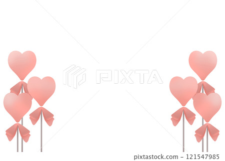 Heart balloon frame with pale pink ribbon 121547985