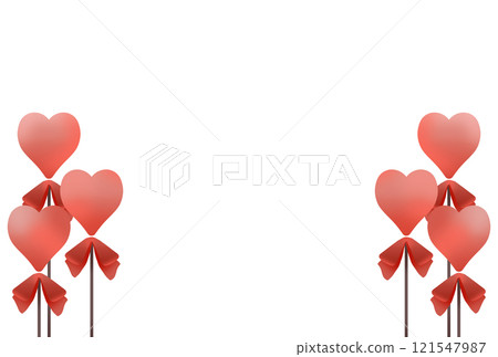 Heart balloon frame with red ribbon 121547987
